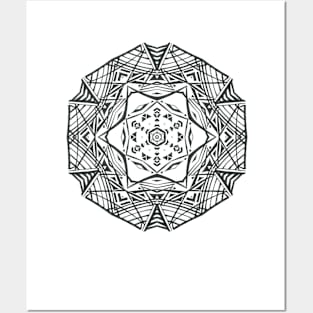 6C Unique Black White Abstract Mandala Posters and Art